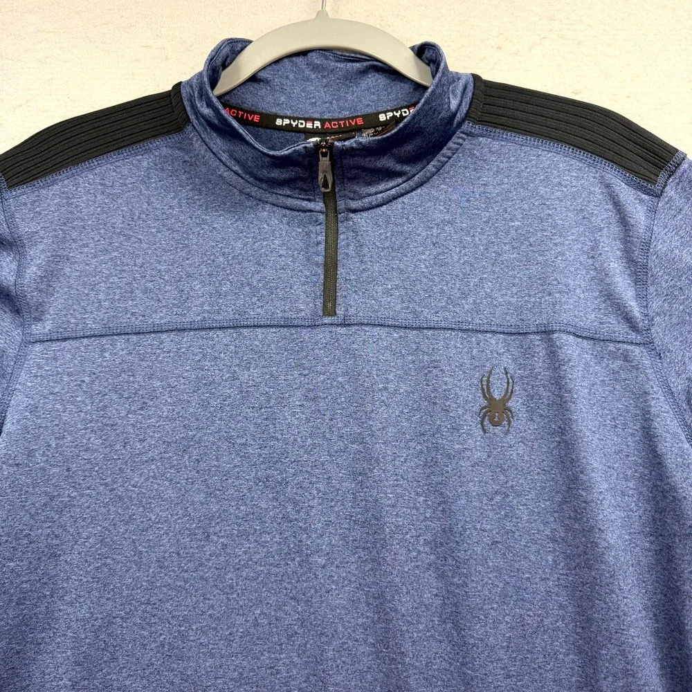 Spyder Active 1/4 Zip Pullover Mens Large Blue‎ Lightweight Performance Active